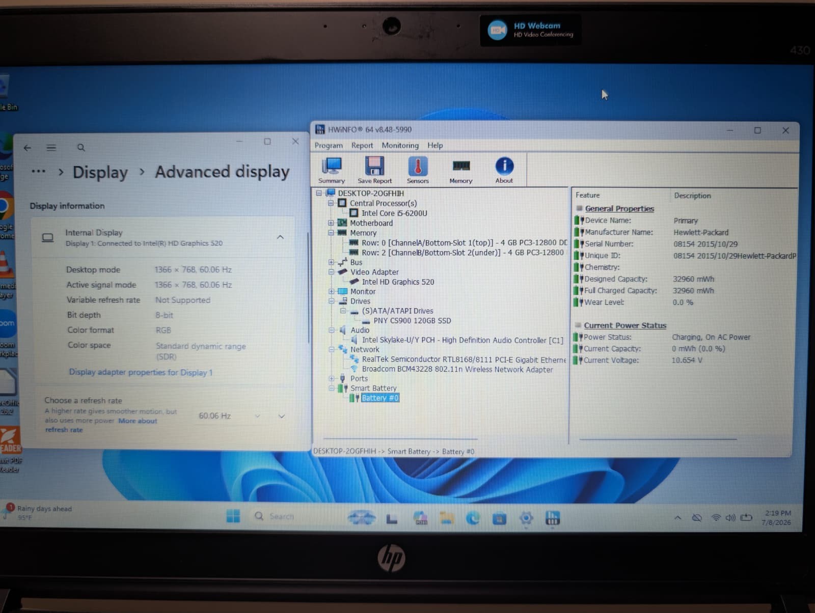 HP ProBook 430 G3 | i5 6th Gen 8GB RAM 128GB SSD | HD Windows 11 Pro Adapter