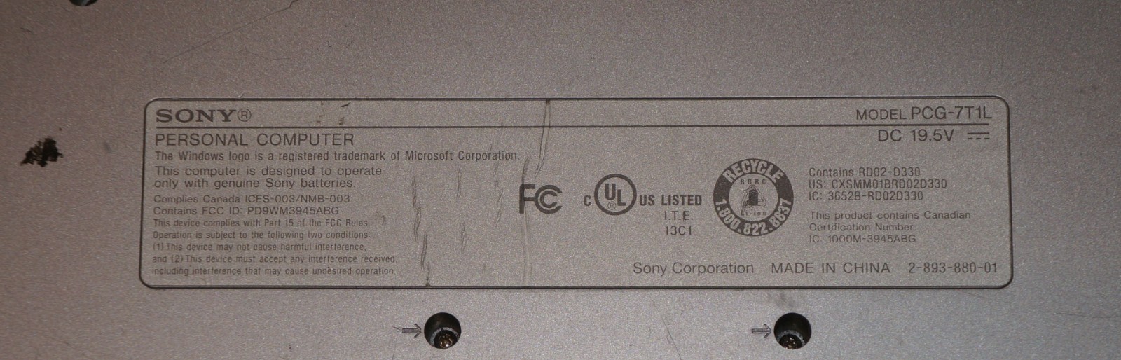Sony Vaio VGN-N130G PCG-7T1L 512MB ram 80GB hdd 1.6ghz Core Duo Tested README