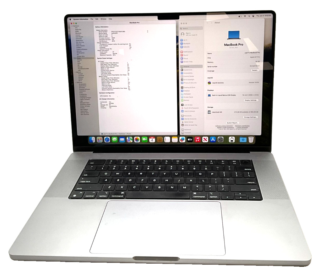 APPLE A2485 MacBook Pro 16″ M1 PRO 16GB 512GB SONOMA 2021 G2J62FJCXJ