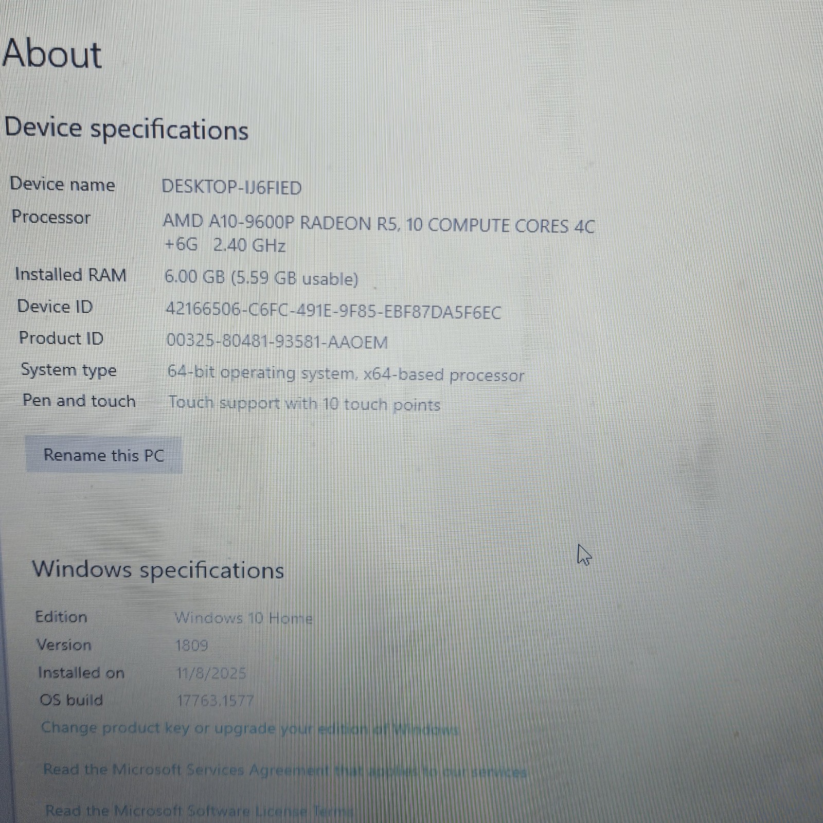 HP 15.6″ Touchscreen Laptop AMD A10 6GB RAM 1TB HDD – AS IS / NO RETURNS
