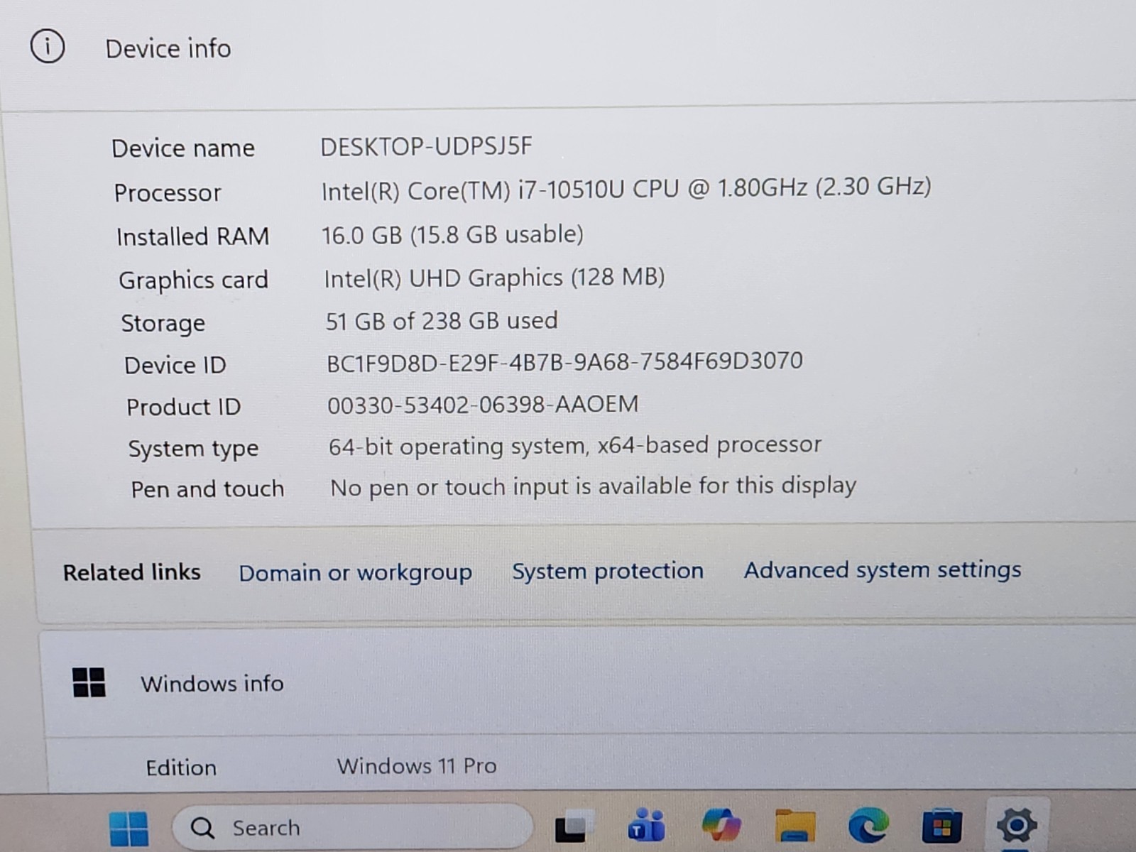 Lenovo ThinkPad T14 Gen 1 14″ FHD i7-10510U 1.8GHz 16GB 256GB SSD Win 11 Pro ~