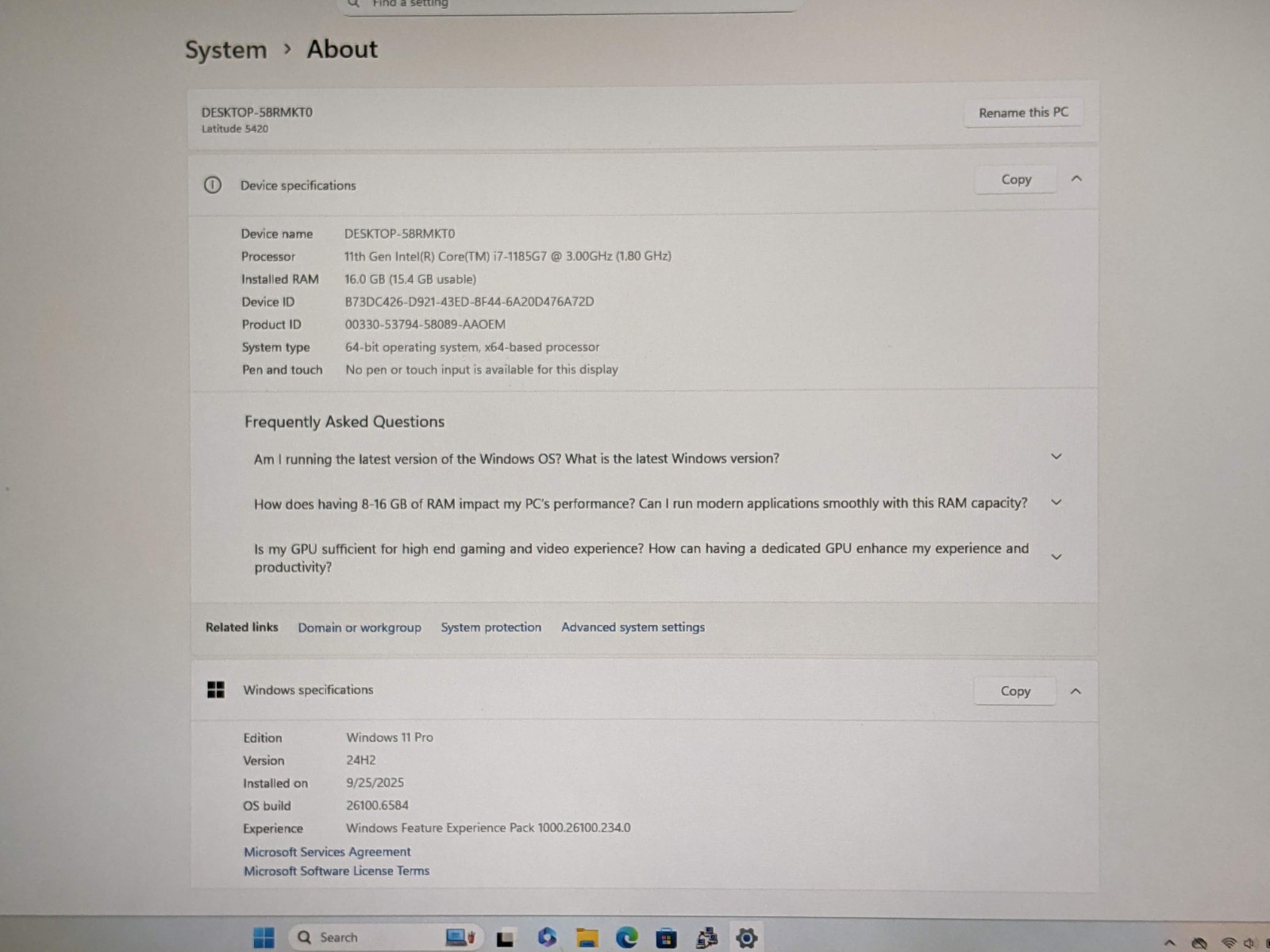 Dell Latitude 5420 14″FHD Intel vPRO i7-1185G7 3GHz 16GB 256GB SSD W11P +Charger