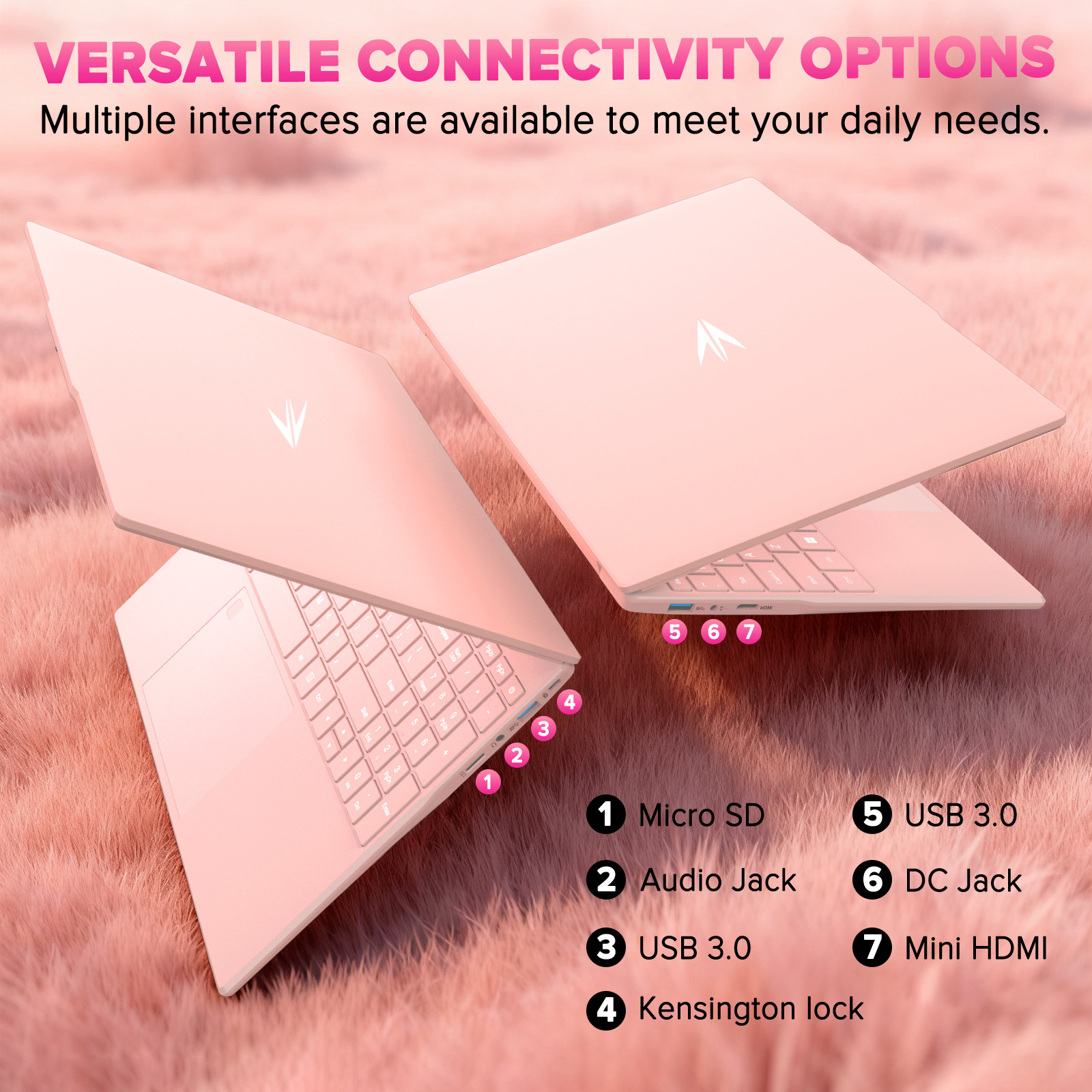 Auusda 15.6” laptop intel N5100 8GB RAM 512GB SSD Windows 11 Pro FHD IPS Pink