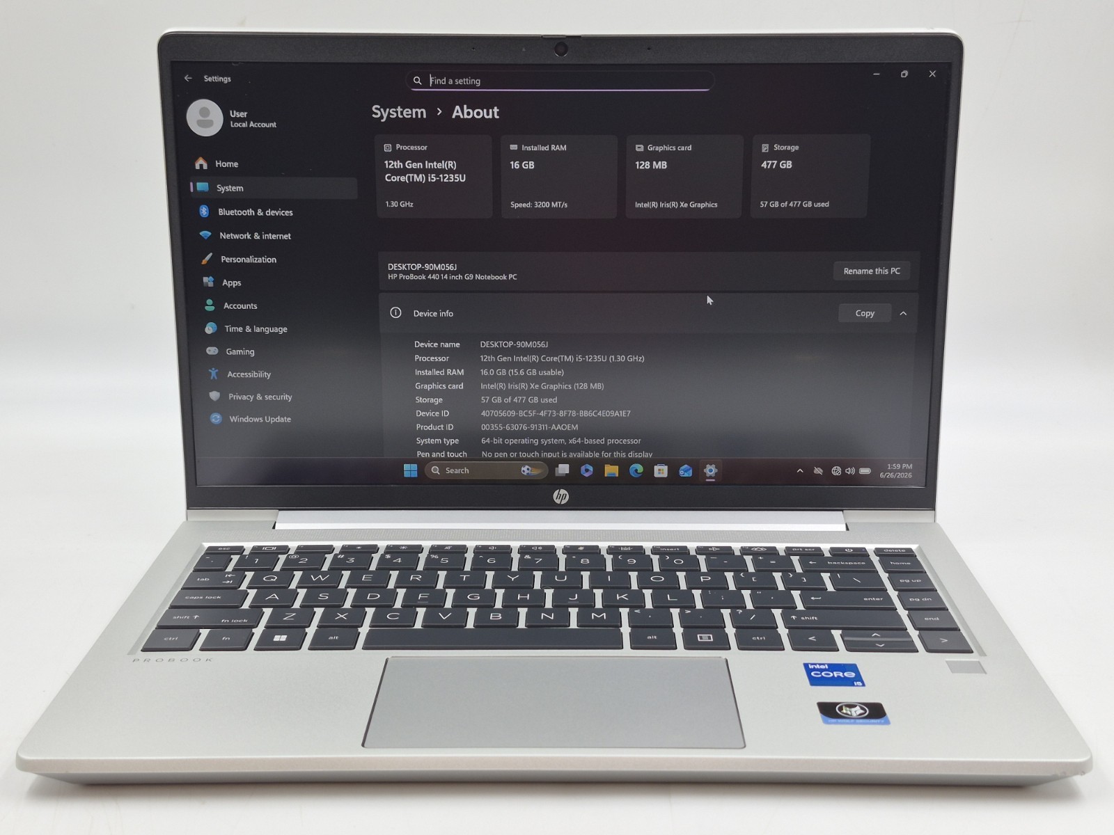 HP EliteBook 440 G9 Laptop i5-1235U 1.30GHz 16GB RAM 512GB NVMe Windows 11 Pro