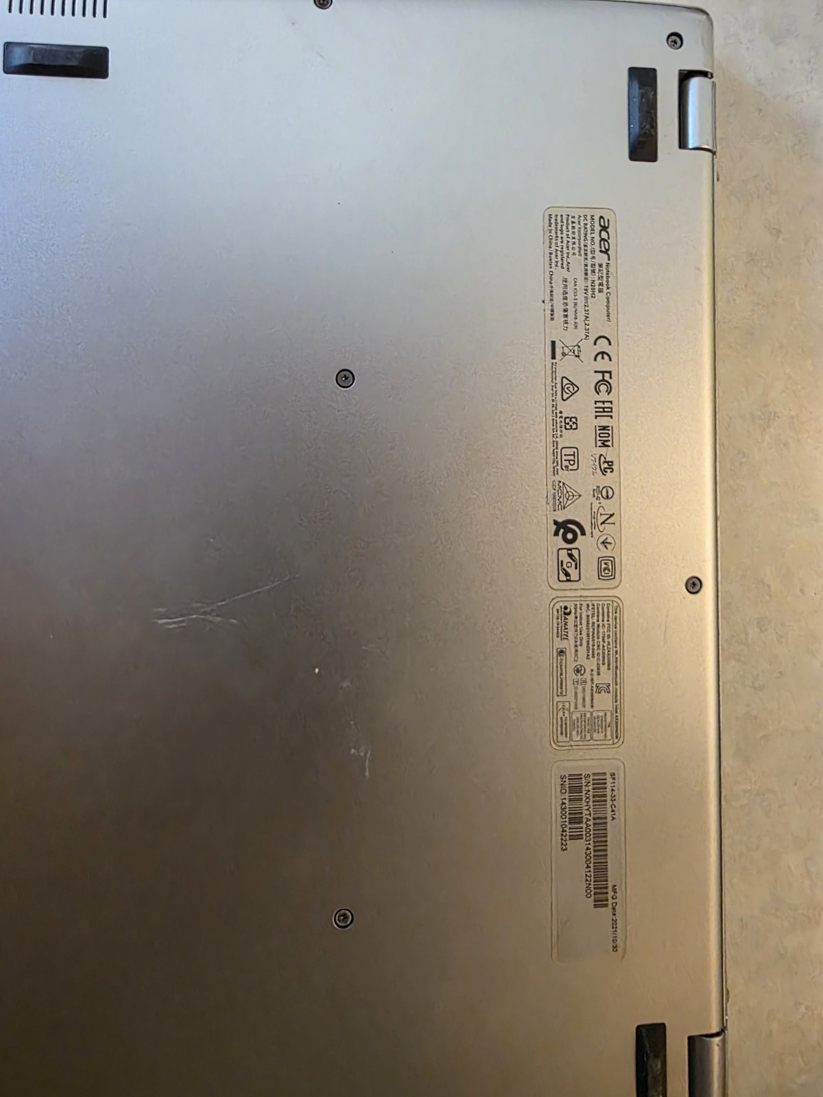 Acer Swift 3 14″ Laptop i5-8th 8GB 64GB SSD Win10 FHD Silver