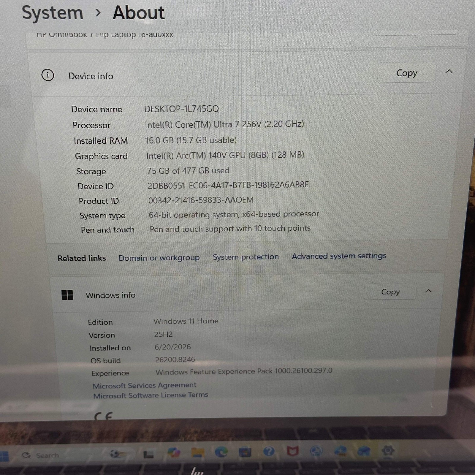 HP OmniBook 7 Flip 16” 2-in-1 Ultra 7 256V 16GB 512GB SSD Win 11
