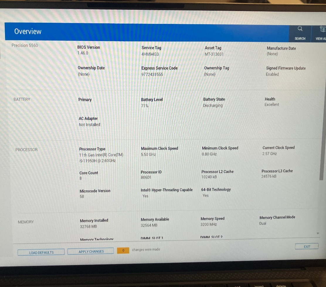 Dell Precision 5560 NVIDIA RTX A2000 4GB 2.6GHz Intel Core i9-11950H 32GB 1TB
