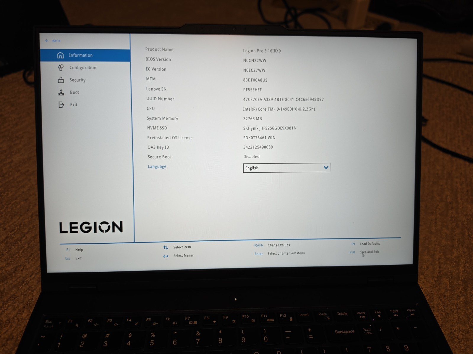 For Parts Lenovo Legion Pro 5 16irx9 i9-14900HX RTX 4070 8GB 32GB DDR5 RAM 16″