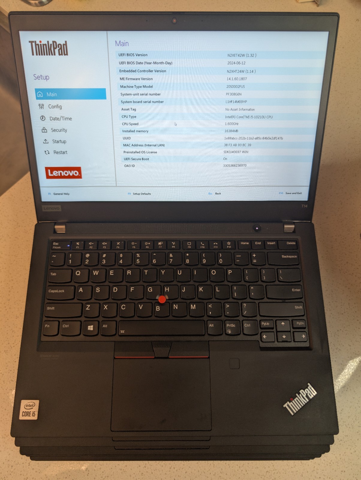 Lenovo ThinkPad T14 Gen 1 Intel i5-10210U 16GB RAM 256GB SSD Win11 – EXCELLENT !