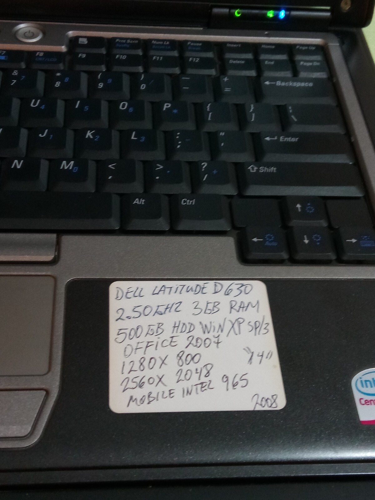 DELL LATITUDE D630 T9300 2.50GHZ 3GBRAM 500GBHDD WIN XPSP/3 OFFICE2007 1280×800