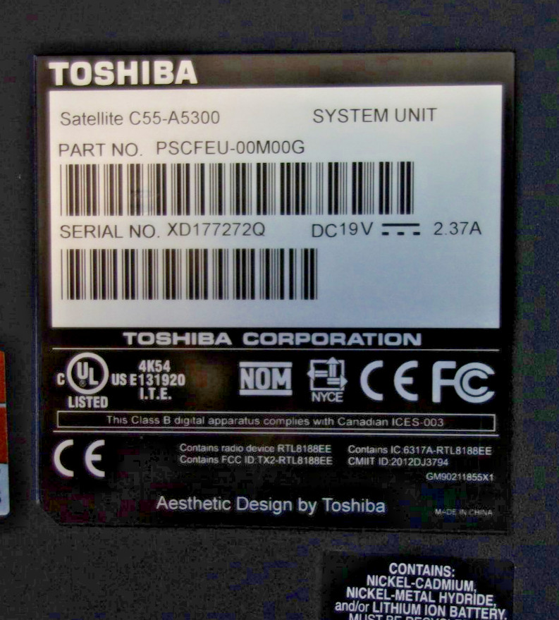 Toshiba Satellite C55-A5300 Laptop Win 10 HD TrueBrite Display HDMI USB 3 DVDRW