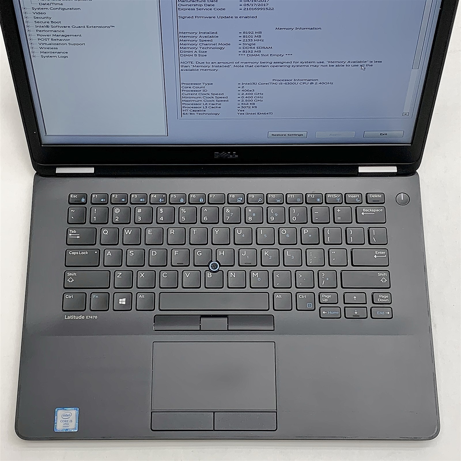 Dell Latitude E7470 Laptop Intel Core i5 6300U 2.40GHZ 14″ FHD 8GB RAM NO HDD