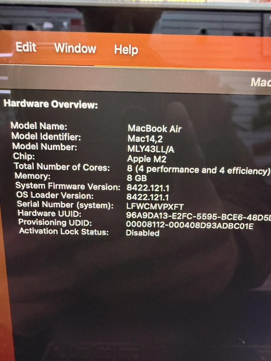 Apple Macbook Air 13.6″ M2 Chip 8GB RAM 512GB SSD Midnight MLY43LL/A (AZP030514)