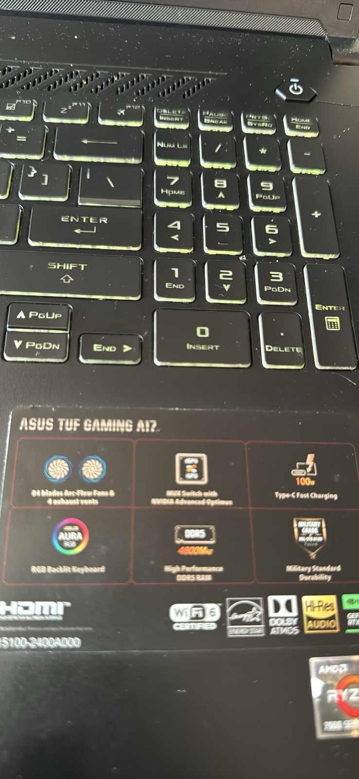 Asus TUF Gaming A17 AMD Ryzen 7 7735HS 3.2GHz 16GB SSD 1TB RTX 4060