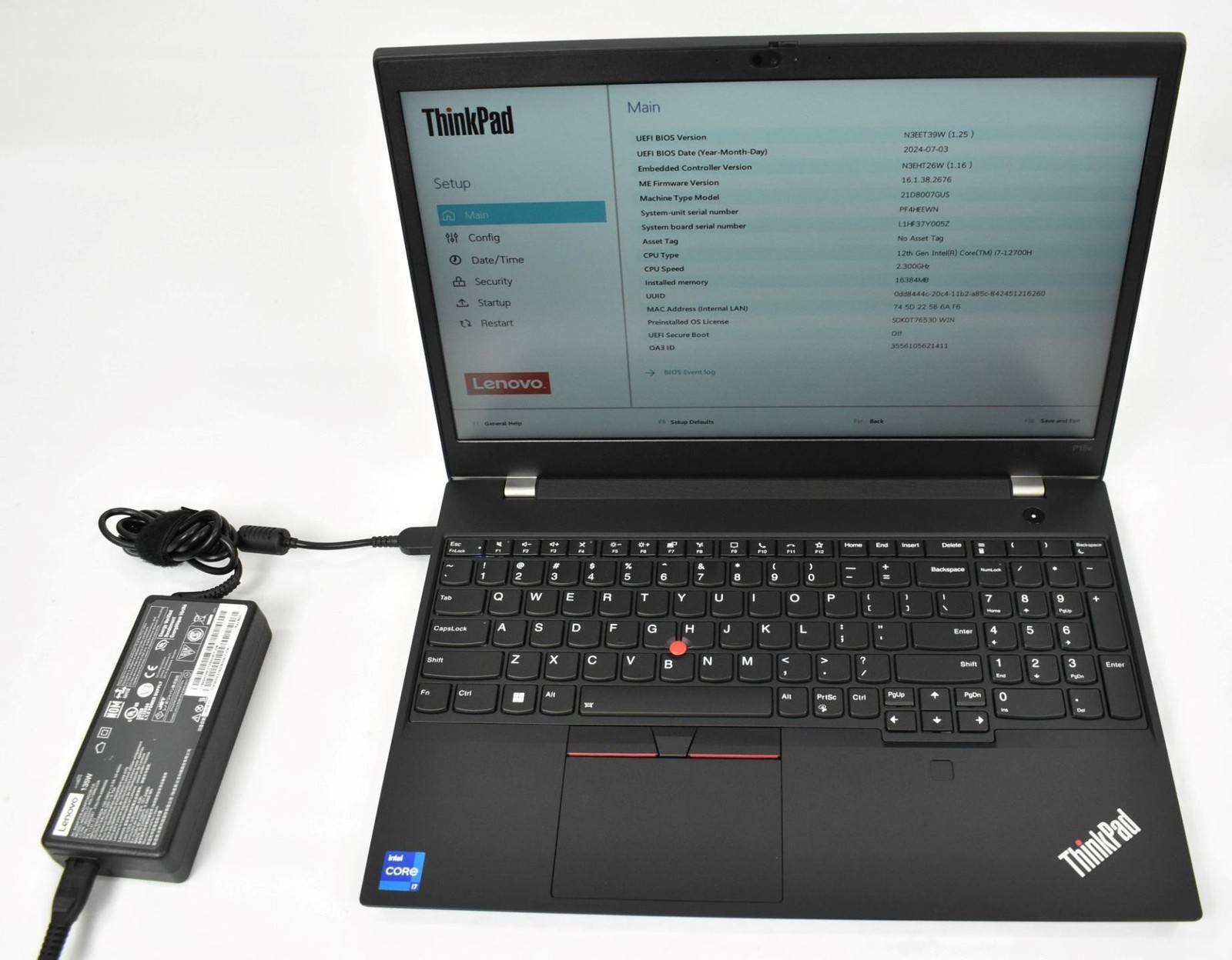 Lenovo ThinkPad P15v Gen 3 Laptop i7-12700H 16GB 512GB SSD No OS T600