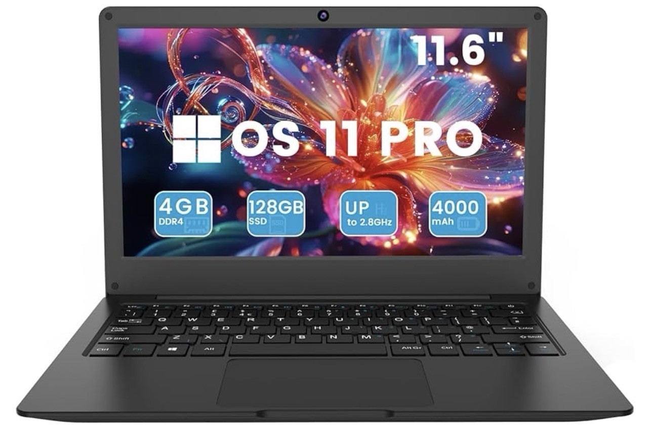 Azeyou 11.6-inch HD Laptop — Student Laptop: 4GB DDR4 RAM, 128GB SSD, OS 11 Pro
