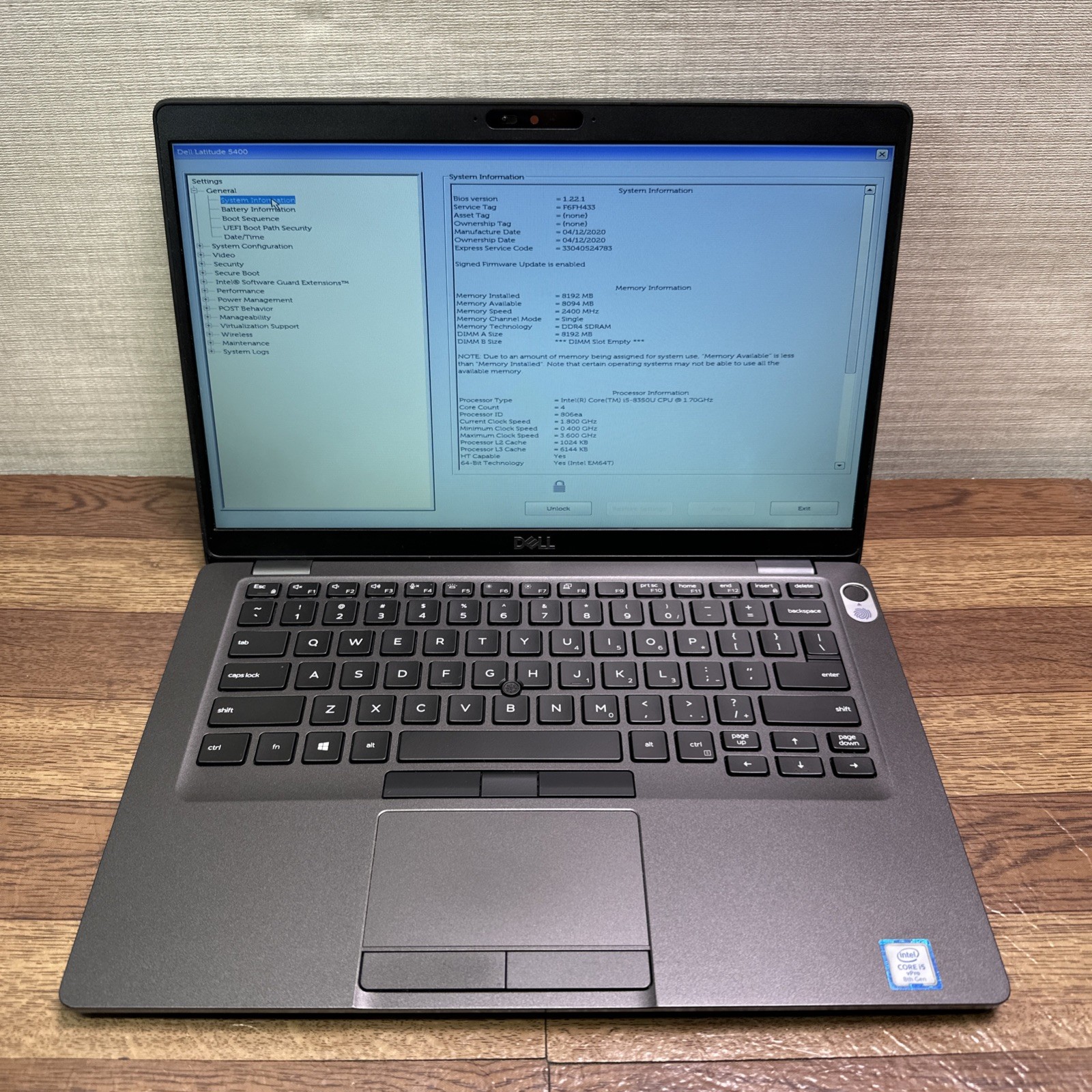 Dell Latitude 5400 14″ Core i5-8350U 1.70GHz 256GB SSD 8GB RAM DDR4