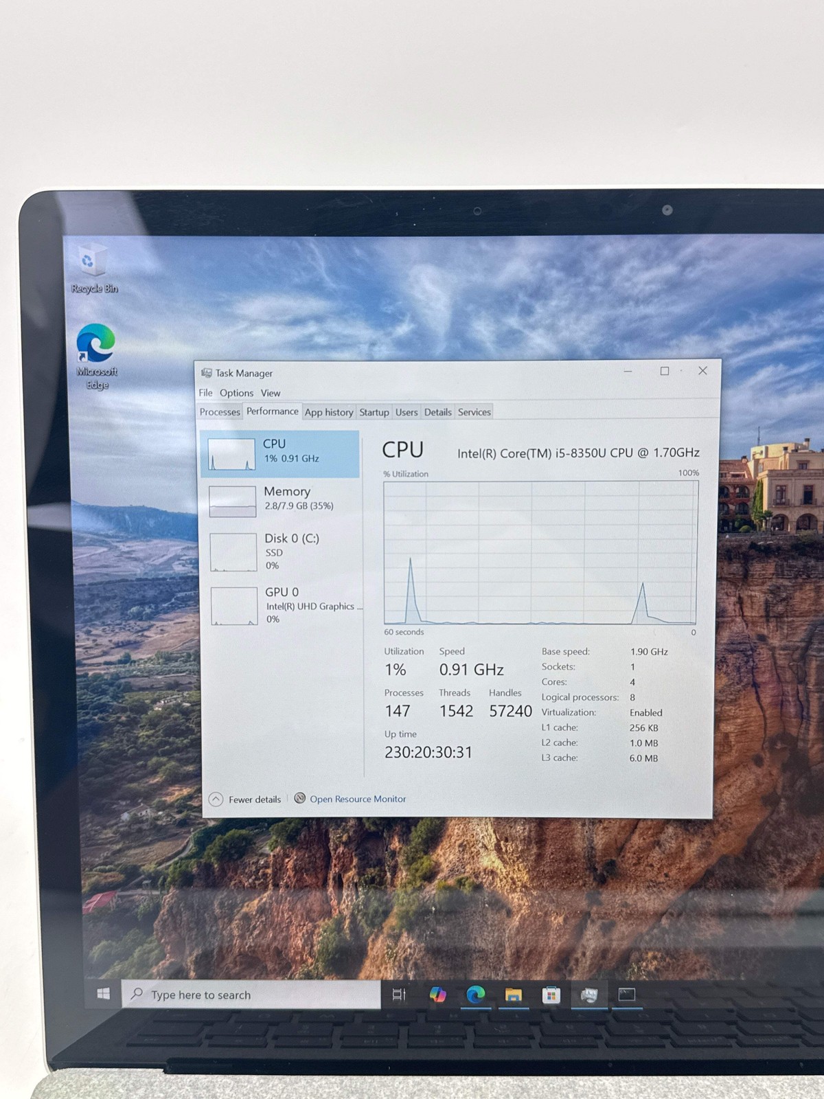Microsoft Surface Laptop 2 1769 Core i5 8GB 256GB Platinum – Service Battery