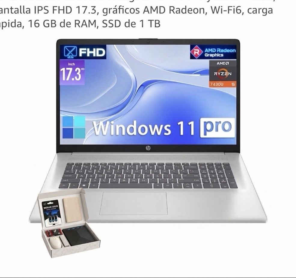 HP 17 17.3″ FHD Ryzen 5 7430U 16GB 1TB SSD Wi-Fi 6 Win 11 Pro