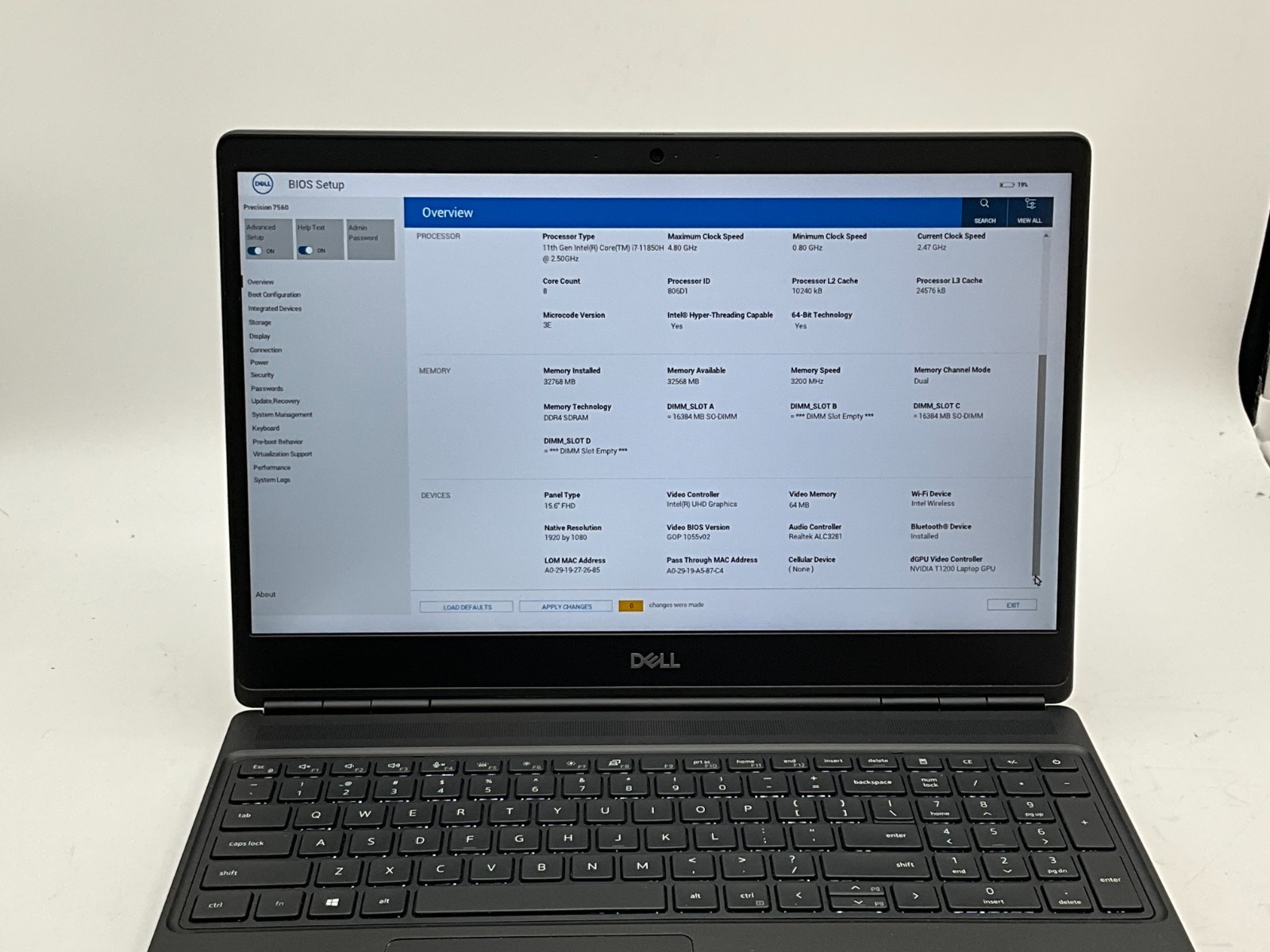 DELL Precision 7560 i7-11850H 2.50g 32GB 1tb T1200 15.6″ WIN11 Laptop FHXJ6J3