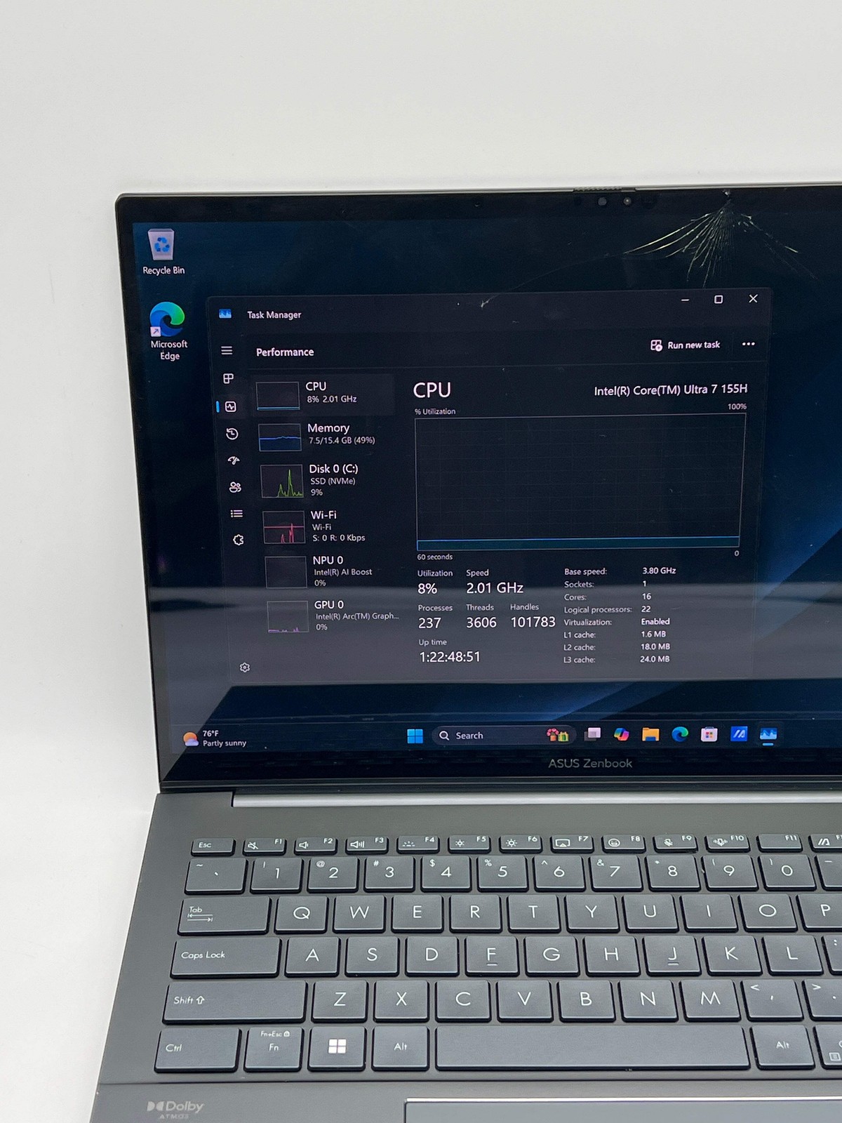 Asus Zenbook 14 Q425M OLED Ultra 7 155H 16GB RAM 1TB SSD – For Parts (Read DESC)
