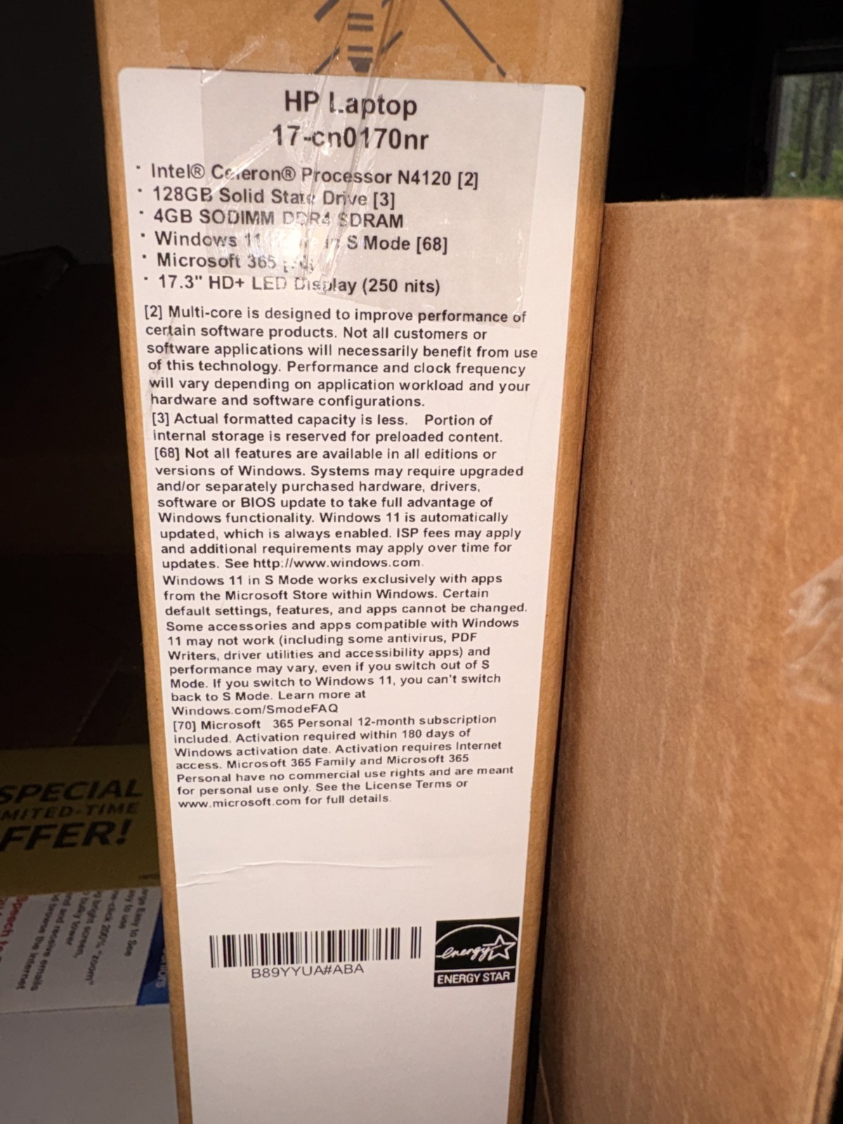 HP 17-cn0112ds Laptop 17.3″ 128GB SSD N4120 4GB Windows 11 Home In S Mode *