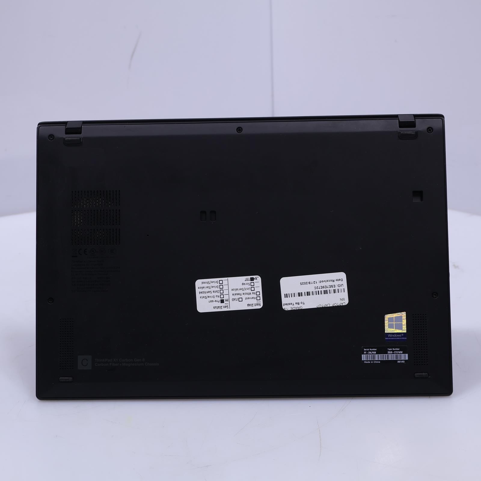 Lenovo Thinkpad X1 Carbon Gen 8 Intel i7 10th Gen 16GB 1.02TB NVME No OS/Battery