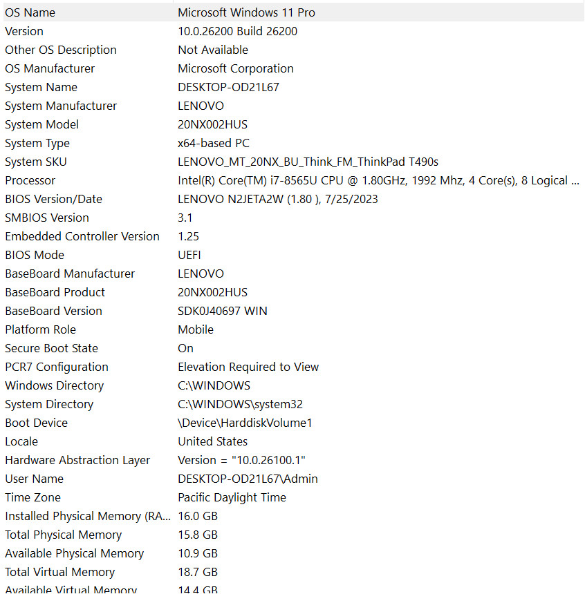 Lenovo ThinkPad T490s 14″ (512 GB SSD, Intel Core i7-8565U, 1.8 GHz, 16 GB RAM)