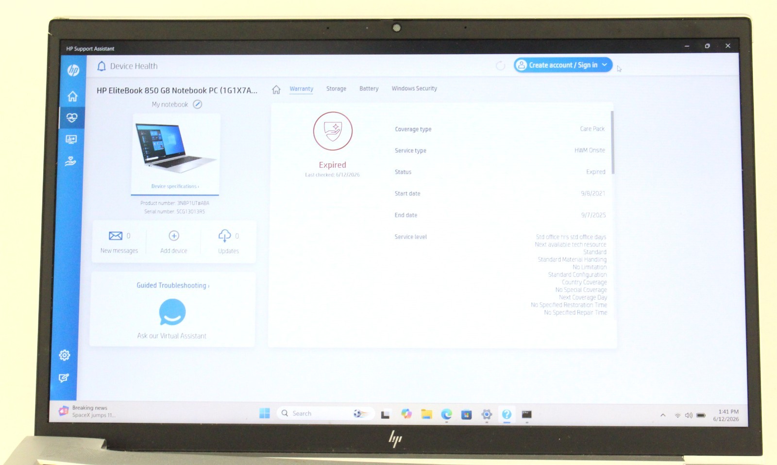 HP Elitebook 850 G8 15.6″ 256GB SSD 16GB RAM Win 11 2.4GHz i5-1135G7; 6181310