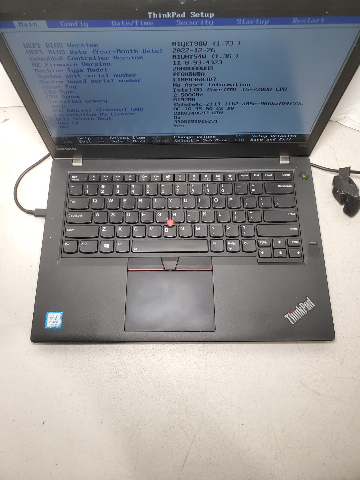 Lenovo Thinkpad T470 14″ i5 7200u 8GB RAM No HDD/SSD/OS! BOOTS TO BIOS! #69