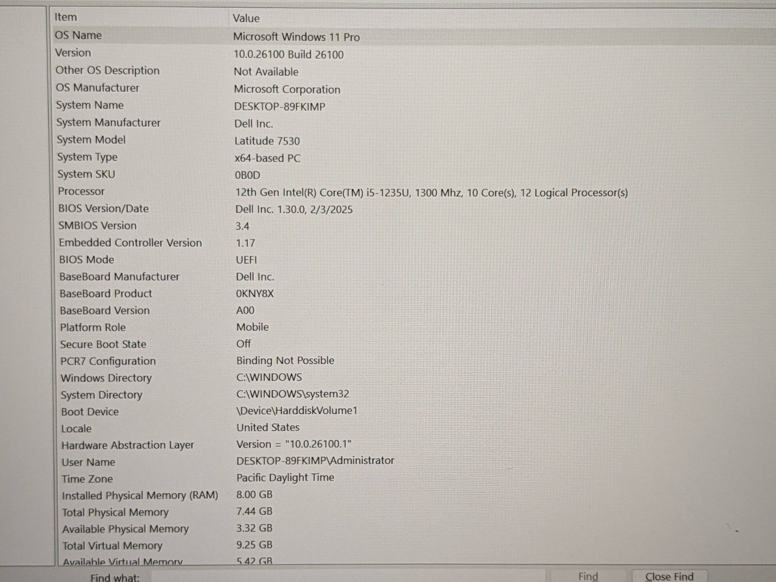Dell Latitude 7530 15.6″FHD i5-1245U 1.3GHz 8GB 256GB SSD Win11Pro WRNTY-11/2025