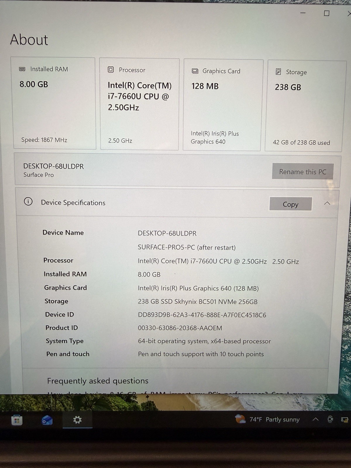 Microsoft Surface Pro 5 i7 8GB 256GB Touch Pen 2 Keyboards – SEE DESCRIPTION