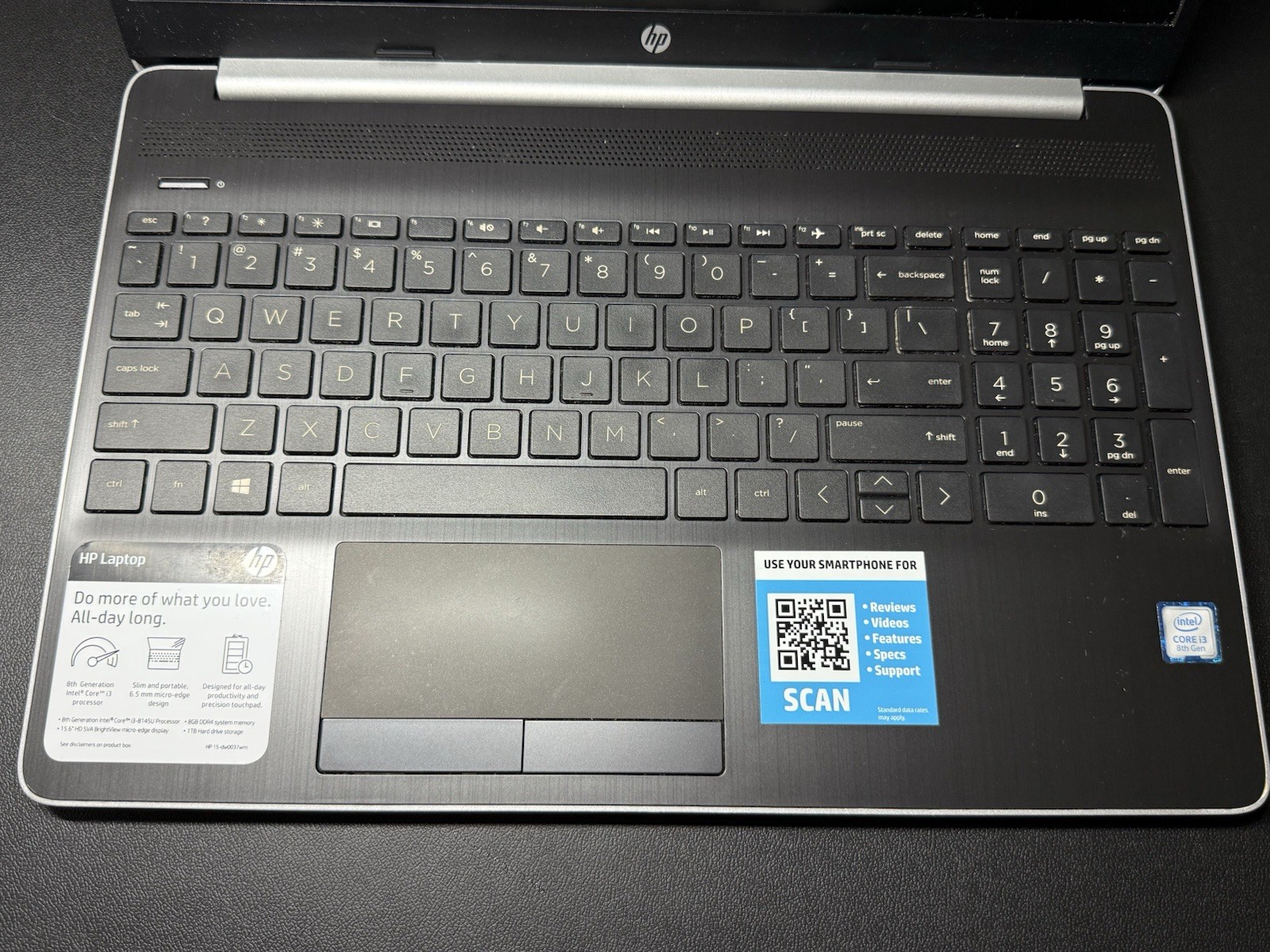 HP 15-dw0037wm 15.6” Laptop i3-8145U 8GB RAM 1TB HDD Windows 11 w/ Charger