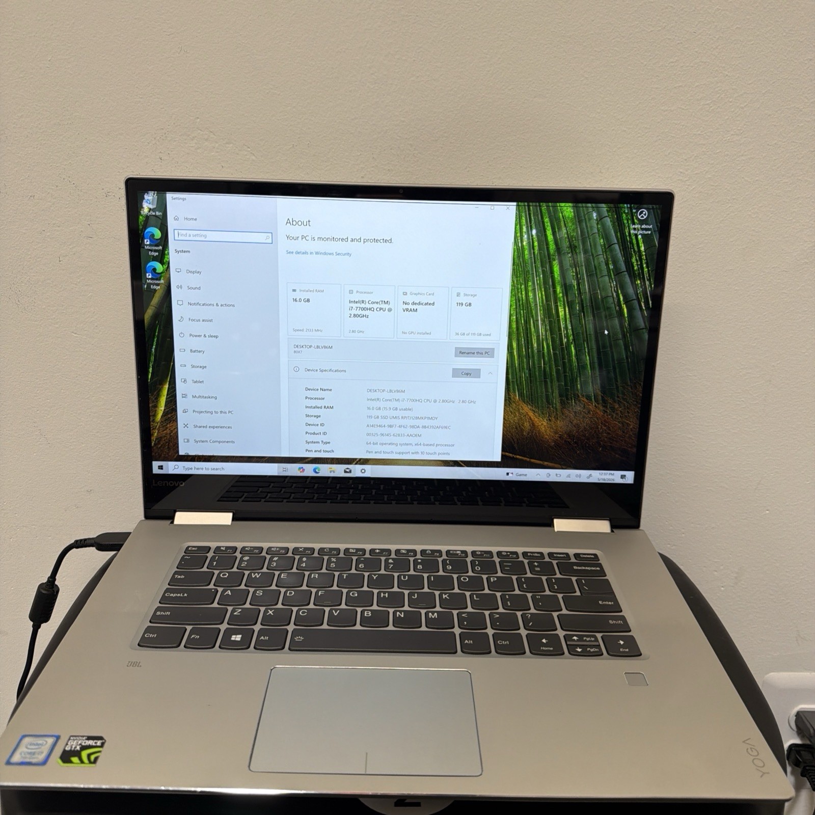 Broken Lenovo Yoga 720-15IKB 15″ i7-7700HQ 16GB 128gb PARTS ONLY