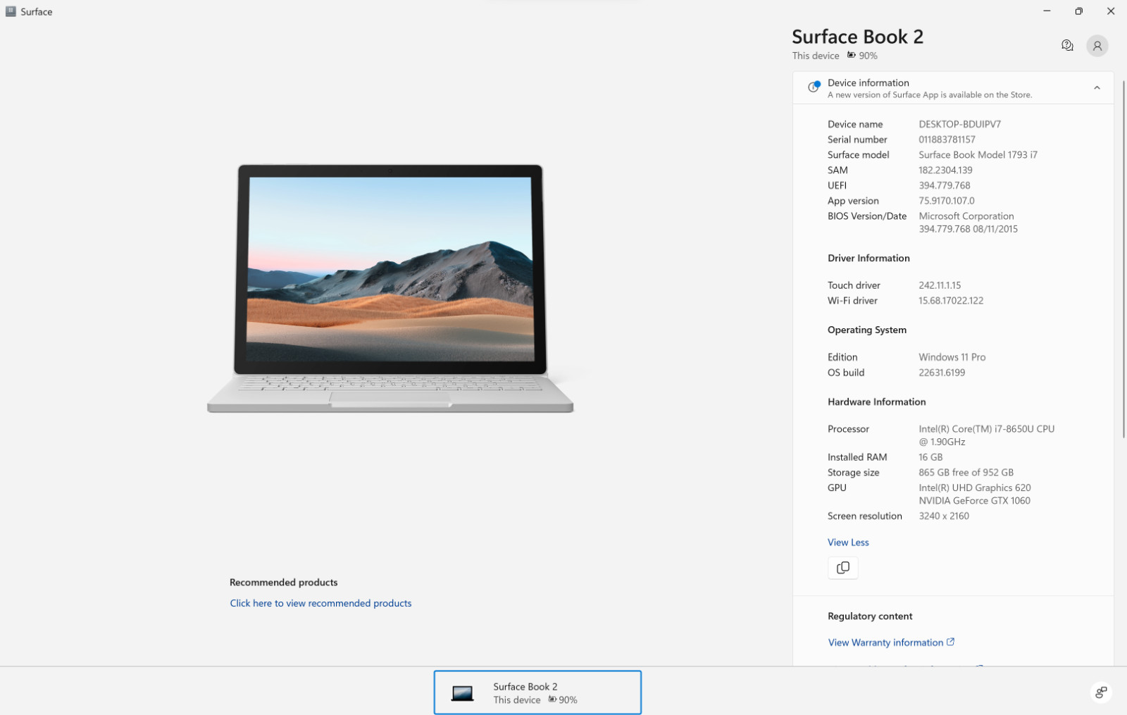 Microsoft Surface Book 2 15″ – i7 16GB 1TB GTX 1060 – AS‑IS for Part/Repairs