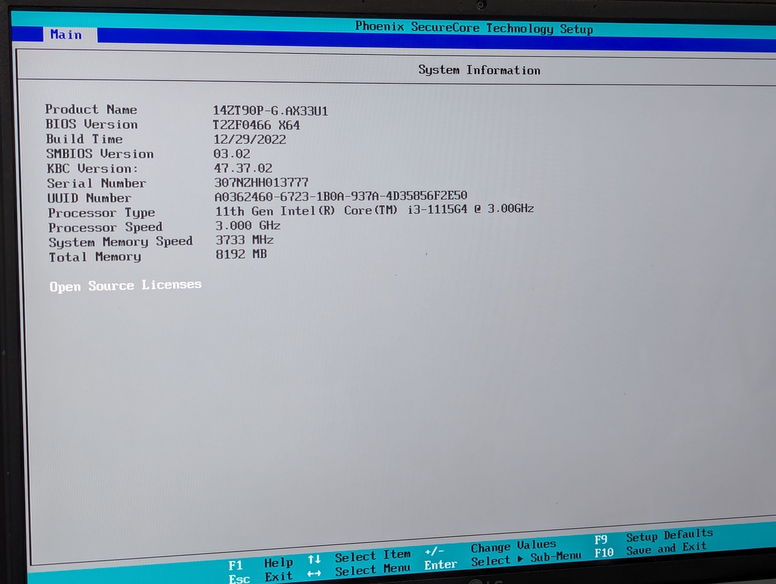 LG Gram 14ZT90P-G.AX33U1 i3-1115G4 3.00GHz 8GB RAM 256GB SSD Grade D