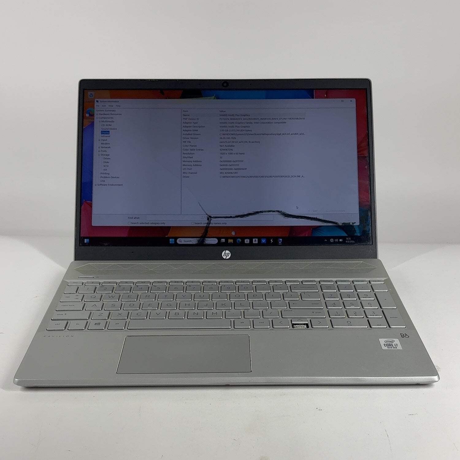 Broken HP Pavilion 15-CS3067ST 15.6″ i7-10510U 1.3GHz 8GB RAM 1TB SSD