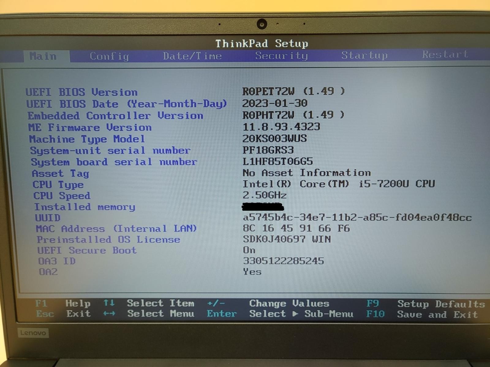 Lenovo ThinkPad E580 15.6″ Intel Core i5-7200U *NO RAM/NO HDD/NO AC*