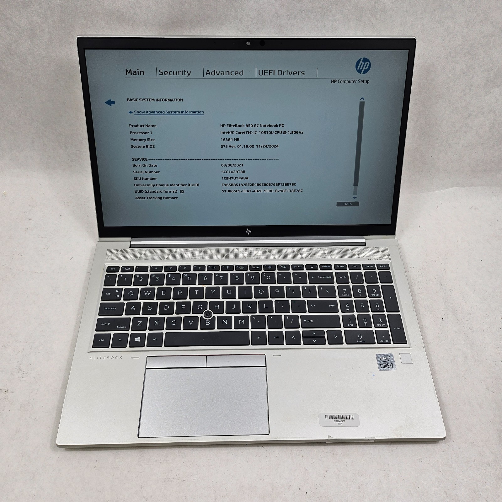 HP Elitebook 850 G7 14 Silver FHD Intel Core i7-10510U 1.80GHz 16GB RAM *Read
