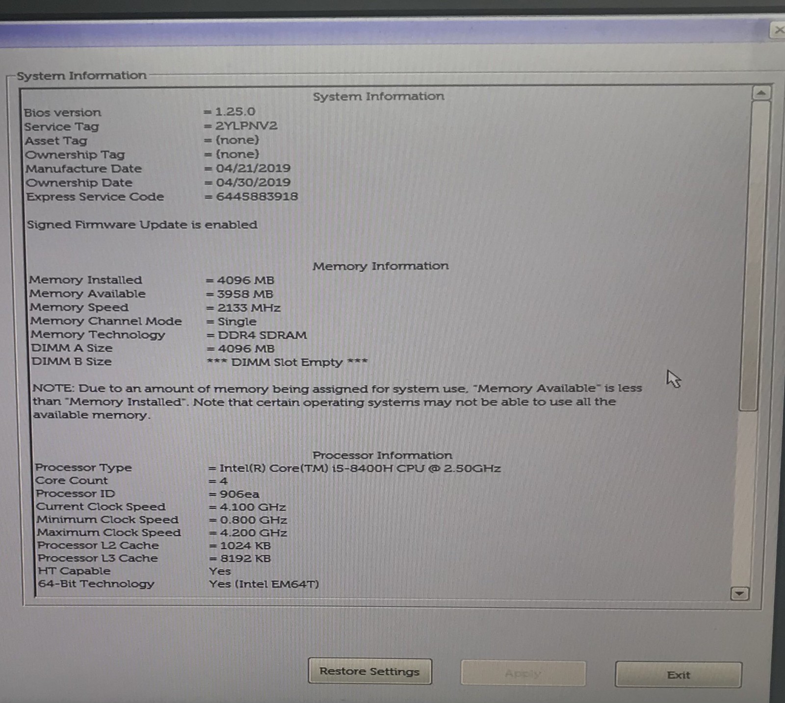 LOT(2) DELL LATITUDE 5491 i5-8400H@2.50GHz NO OS/SSD/RAM *READ