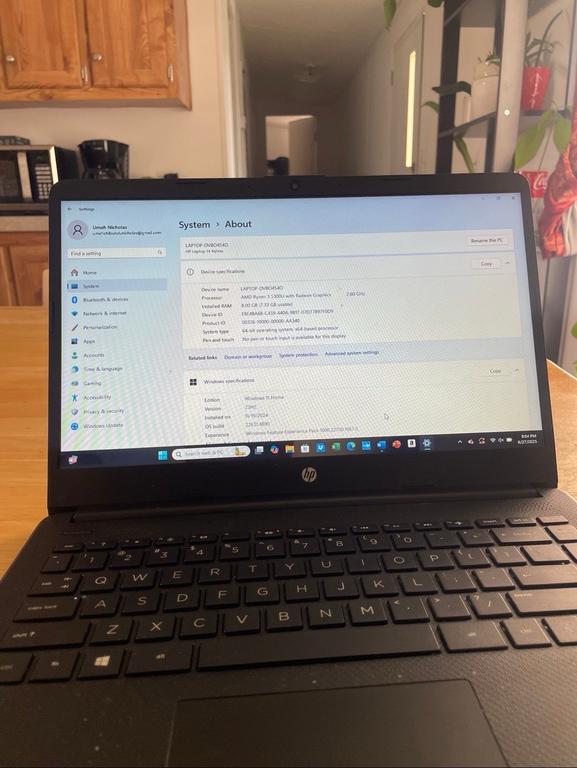 HP Laptop 14’, Windows 11AMD Ryzen™ 3 5300U AMD Radeon Graphics, 8GB RAM, 128Gb