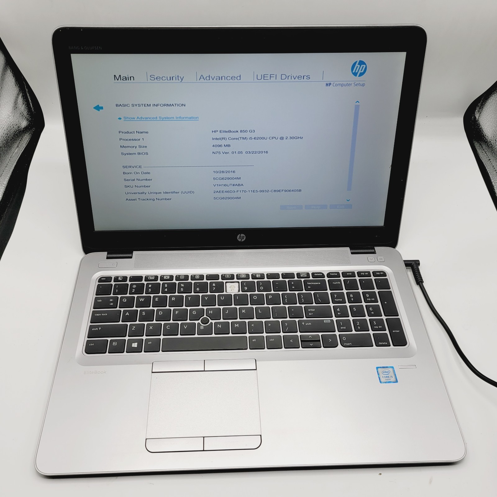 HP EliteBook 850 G3 Core i5-6200U 2.3GHz 4GB RAM No HDD 15.6″ ***Boot to Bios