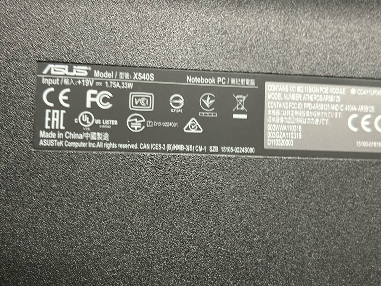 ASUS X540S Intel Pentium Laptop-Parts Repair Only! Case /Charger Included