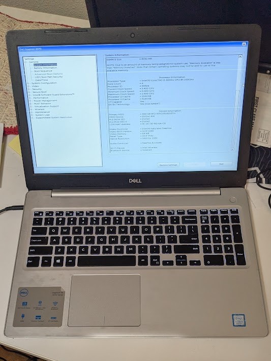 Dell Inspiron 5570 15.6″ Laptop, Intel Core i5-8250U, Windows 11 Home