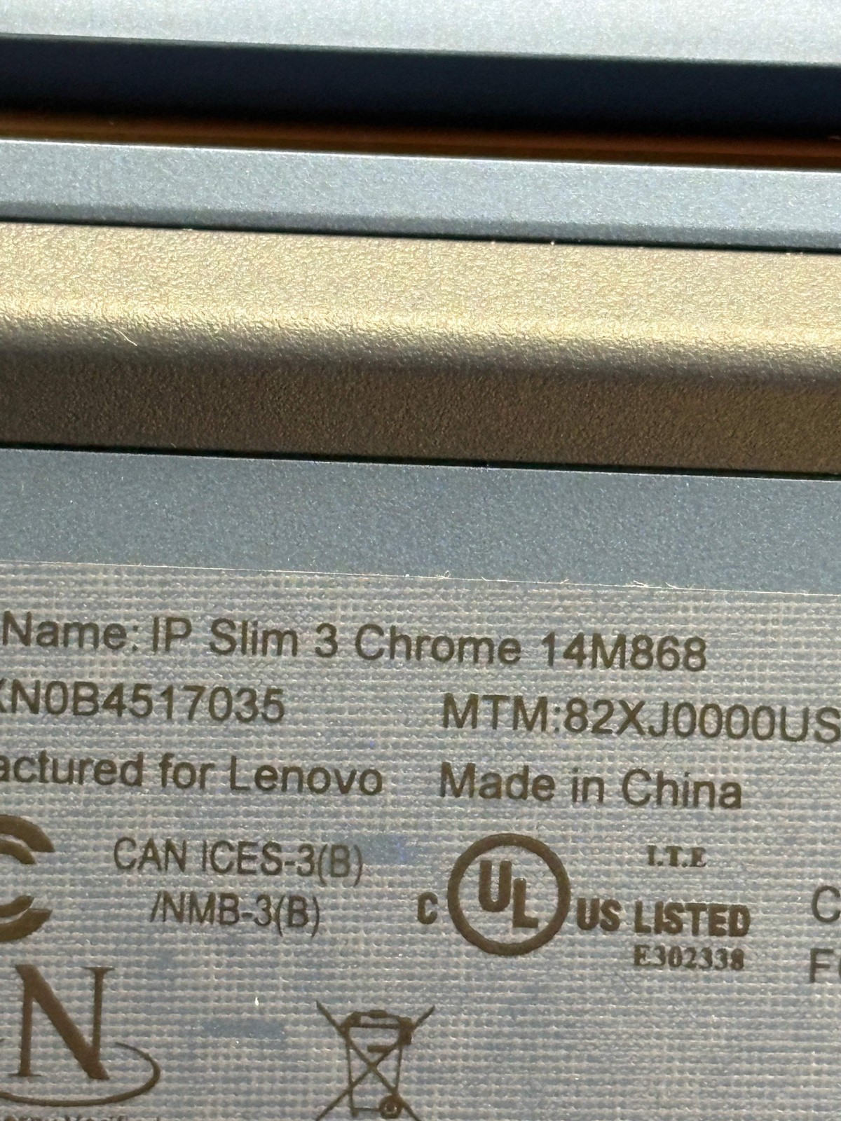 Lenovo IdeaPad Slim 3 Chromebook 14M868 14″ Kompanio 520 4GB 64GB Used