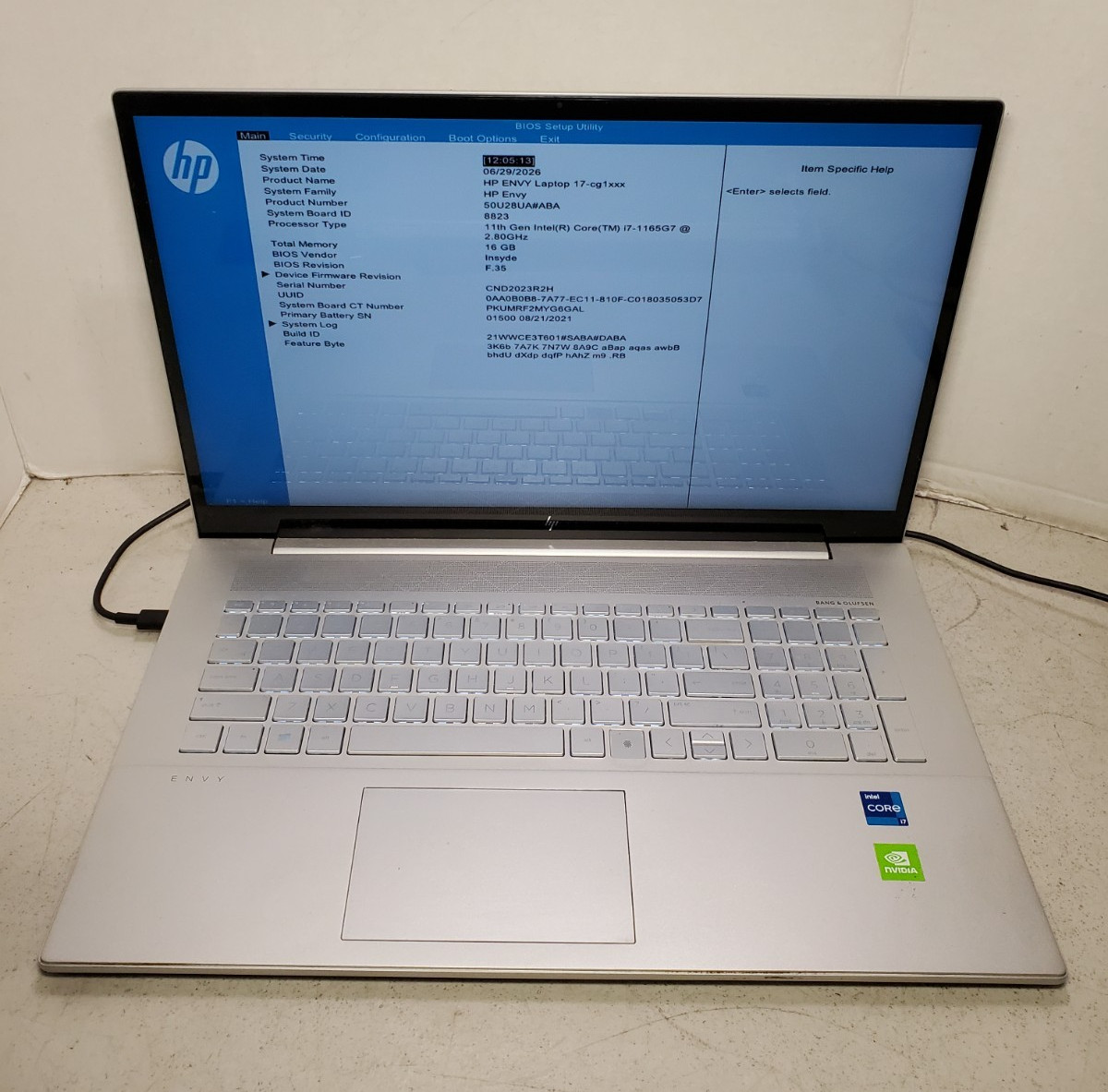 HP Envy CG-1075CL 17.3″ Laptop I7-1165G7 16GB RAM No HDD/SSD/OS! #69