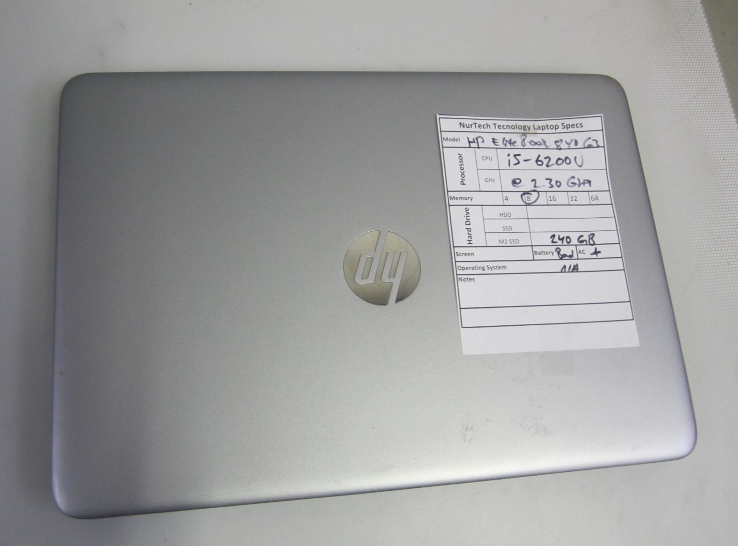 HP EliteBook 840 G3 14″ Laptop i5-6200U 8GB 240GB M2SSD BAD BTRY NO OS + AC
