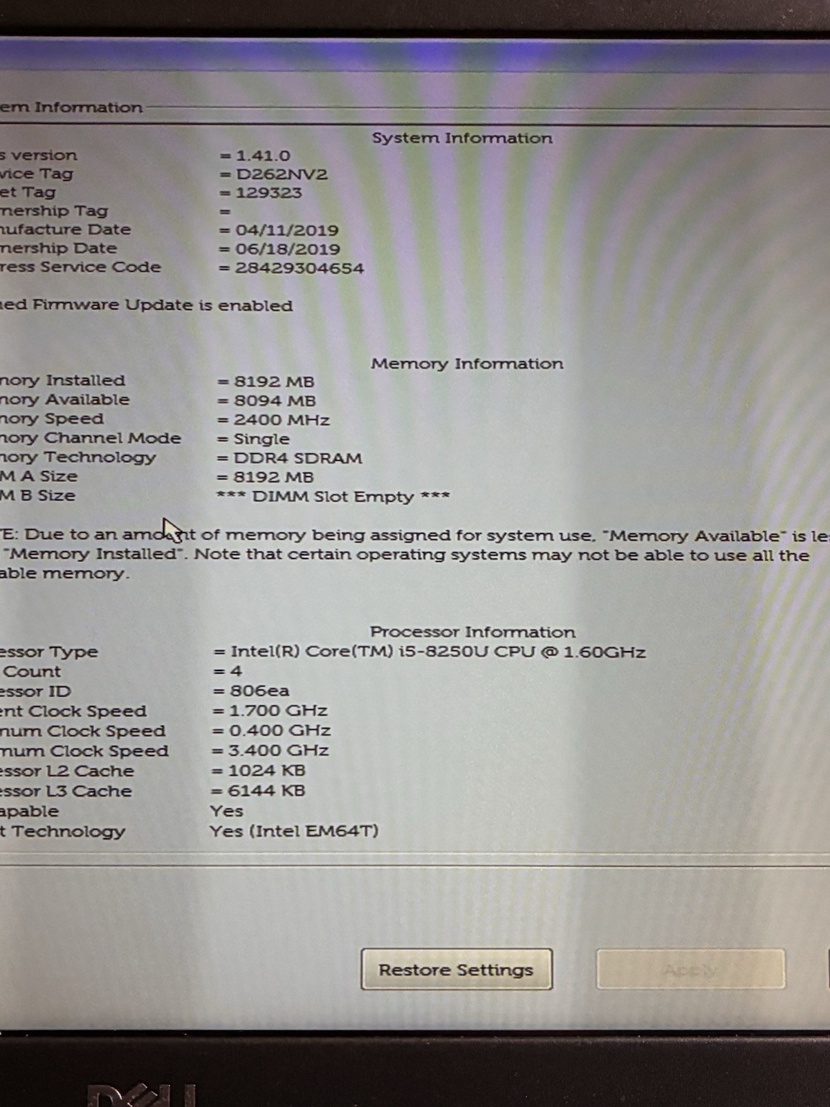 Dell Latitude 5490 i5-8250U 1.60 GHz 8GB RAM 128GB SSD Windows 11