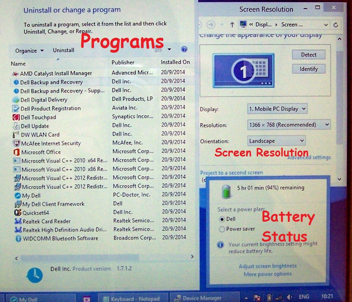 Dell Inspiron 15 AMD A6 1.80GHz 15.6” 4GB Ram 500GB HD ATI Radeon R5-R4 HDMI