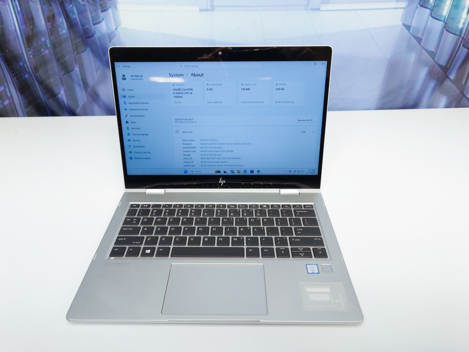 HP EliteBook x360 830 G6 Laptop, i5-8365U, 8GB RAM, 256GB NVMe, Grade A
